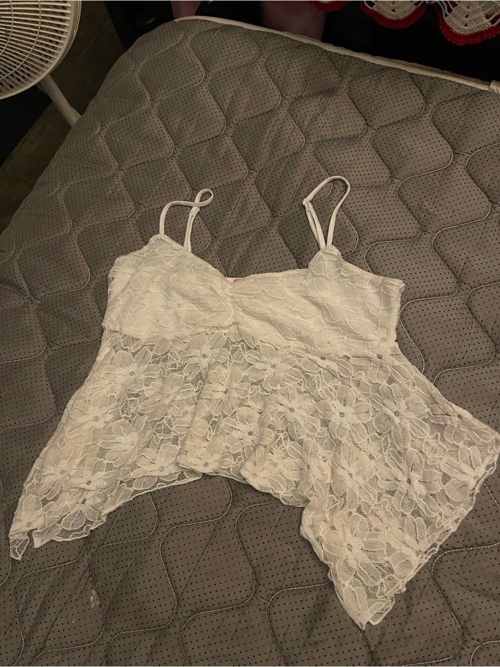 White Lace Spaghetti Strap Women's Top